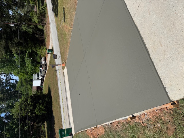Completed concrete driveway