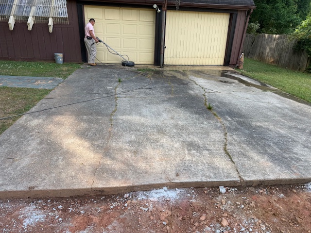 Driveway pressure washing prep